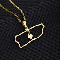 Stainless Steel 18K Gold Plated Casual Simple Style Plating Hollow Out Map Heart Shape None Pendant Necklace Long Necklace sku image 2