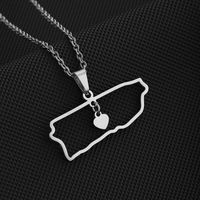 Stainless Steel 18K Gold Plated Casual Simple Style Plating Hollow Out Map Heart Shape None Pendant Necklace Long Necklace sku image 1