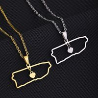 Stainless Steel 18K Gold Plated Casual Simple Style Plating Hollow Out Map Heart Shape None Pendant Necklace Long Necklace main image 1