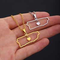 Stainless Steel 18K Gold Plated Casual Simple Style Plating Hollow Out Map Heart Shape None Pendant Necklace Long Necklace main image 2