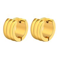 1 Pair Streetwear Solid Color Plating Inlay 201 Stainless Steel Zircon Gold Plated Hoop Earrings main image 5
