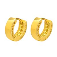 1 Pair Streetwear Solid Color Plating Inlay 201 Stainless Steel Zircon Gold Plated Hoop Earrings main image 3