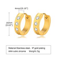 1 Pair Streetwear Solid Color Plating Inlay 201 Stainless Steel Zircon Gold Plated Hoop Earrings sku image 5