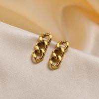 1 Pair Simple Style Solid Color Plating 201 Stainless Steel Gold Plated Drop Earrings main image 1