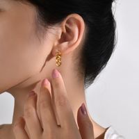 1 Pair Simple Style Solid Color Plating 201 Stainless Steel Gold Plated Drop Earrings main image 4