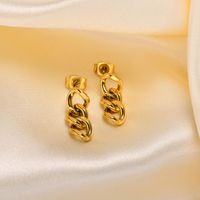 1 Pair Simple Style Solid Color Plating 201 Stainless Steel Gold Plated Drop Earrings main image 3