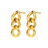1 Pair Simple Style Solid Color Plating 201 Stainless Steel Gold Plated Drop Earrings sku image 1