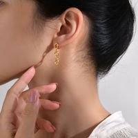 1 Pair Streetwear Geometric Plating 201 Stainless Steel Gold Plated Drop Earrings main image 4