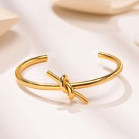 Cute Knot Titanium Steel Gold Plated Cuff Bracelets In Bulk main image 3
