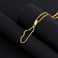 Stainless Steel 18K Gold Plated Ethnic Style Simple Style Plating Hollow Out Map None Pendant Necklace Long Necklace sku image 3