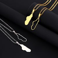 Stainless Steel 18K Gold Plated Ethnic Style Simple Style Plating Hollow Out Map None Pendant Necklace Long Necklace main image 1
