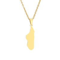 Stainless Steel 18K Gold Plated Ethnic Style Simple Style Plating Hollow Out Map None Pendant Necklace Long Necklace main image 3