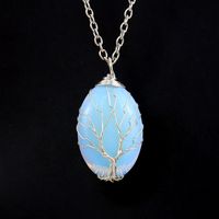Simple Style Leaf Alloy Natural Stone Knitting Pendant Necklace sku image 7