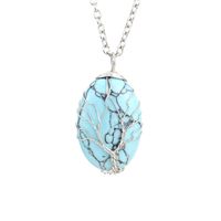 Simple Style Leaf Alloy Natural Stone Knitting Pendant Necklace sku image 2