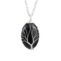 Simple Style Leaf Alloy Natural Stone Knitting Pendant Necklace sku image 6