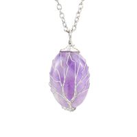 Simple Style Leaf Alloy Natural Stone Knitting Pendant Necklace sku image 1