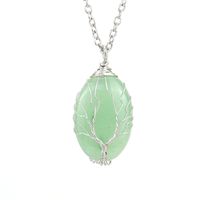 Simple Style Leaf Alloy Natural Stone Knitting Pendant Necklace sku image 5