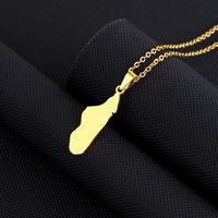 Stainless Steel 18K Gold Plated Ethnic Style Simple Style Plating Hollow Out Map None Pendant Necklace Long Necklace sku image 4
