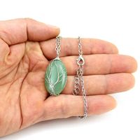 Simple Style Leaf Alloy Natural Stone Knitting Pendant Necklace main image 3
