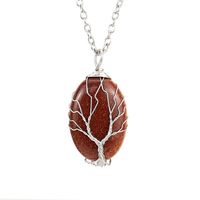 Simple Style Leaf Alloy Natural Stone Knitting Pendant Necklace sku image 8