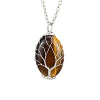 Simple Style Leaf Alloy Natural Stone Knitting Pendant Necklace sku image 4