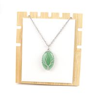 Simple Style Leaf Alloy Natural Stone Knitting Pendant Necklace main image 2
