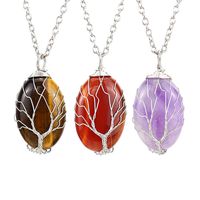 Simple Style Leaf Alloy Natural Stone Knitting Pendant Necklace main image 1