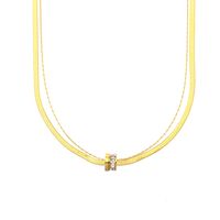 Acier Au Titane Plaqué Or 18K Style IG Style Simple Placage Incruster Rond Strass Collier main image 5
