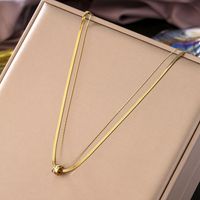 Acier Au Titane Plaqué Or 18K Style IG Style Simple Placage Incruster Rond Strass Collier main image 3