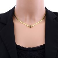 Acier Au Titane Plaqué Or 18K Style IG Style Simple Placage Incruster Rond Strass Collier main image 2