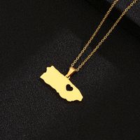 201 Stainless Steel 18K Gold Plated Modern Style Simple Style Plating Hollow Out Map Heart Shape None Pendant Necklace Long Necklace main image 4