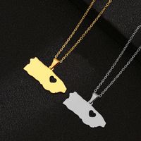 201 Stainless Steel 18K Gold Plated Modern Style Simple Style Plating Hollow Out Map Heart Shape None Pendant Necklace Long Necklace main image 1