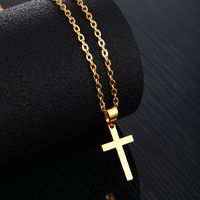 Stainless Steel 18K Gold Plated Modern Style Simple Style Plating Cross None Pendant Necklace Long Necklace sku image 2