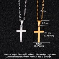 Stainless Steel 18K Gold Plated Modern Style Simple Style Plating Cross None Pendant Necklace Long Necklace main image 4