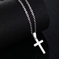 Stainless Steel 18K Gold Plated Modern Style Simple Style Plating Cross None Pendant Necklace Long Necklace sku image 1