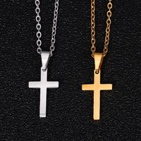 Stainless Steel 18K Gold Plated Modern Style Simple Style Plating Cross None Pendant Necklace Long Necklace main image 1