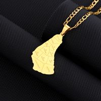 Casual Modern Style Map Letter Stainless Steel Plating 18k Gold Plated Pendant Necklace Long Necklace sku image 4