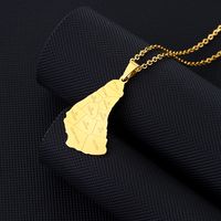 Casual Modern Style Map Letter Stainless Steel Plating 18k Gold Plated Pendant Necklace Long Necklace sku image 3
