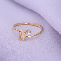Simple Style Classic Style Commute Letter Stainless Steel Plating Inlay Zircon Rings main image 4