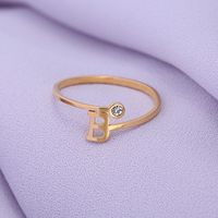 Simple Style Classic Style Commute Letter Stainless Steel Plating Inlay Zircon Rings main image 3