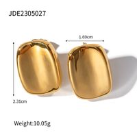 1 Pair Commute Rectangle Plating Stainless Steel 18k Gold Plated Earrings sku image 2