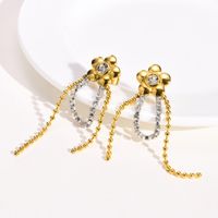 1 Pair Sweet Flower Tassel Plating Inlay Stainless Steel Zircon Drop Earrings main image 3