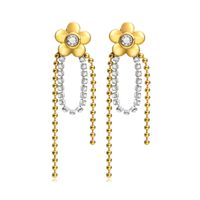 1 Pair Sweet Flower Tassel Plating Inlay Stainless Steel Zircon Drop Earrings sku image 1