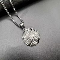 Hip-hop Basketball Stainless Steel Plating Inlay Artificial Diamond Unisex Necklace Necklace Pendant main image 6