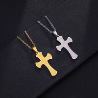 Stainless Steel 18K Gold Plated Casual Simple Style Plating Hollow Out Cross Letter None Pendant Necklace Long Necklace main image 1