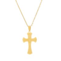 Stainless Steel 18K Gold Plated Casual Simple Style Plating Hollow Out Cross Letter None Pendant Necklace Long Necklace main image 4