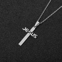 Stainless Steel 18K Gold Plated Casual Simple Style Plating Hollow Out Cross Letter None Pendant Necklace Long Necklace sku image 2