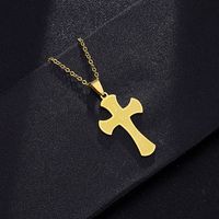 Stainless Steel 18K Gold Plated Casual Simple Style Plating Hollow Out Cross Letter None Pendant Necklace Long Necklace sku image 8