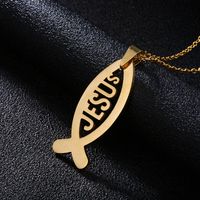Stainless Steel 18K Gold Plated Casual Simple Style Plating Hollow Out Cross Letter None Pendant Necklace Long Necklace sku image 6