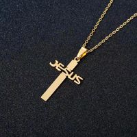 Stainless Steel 18K Gold Plated Casual Simple Style Plating Hollow Out Cross Letter None Pendant Necklace Long Necklace sku image 5